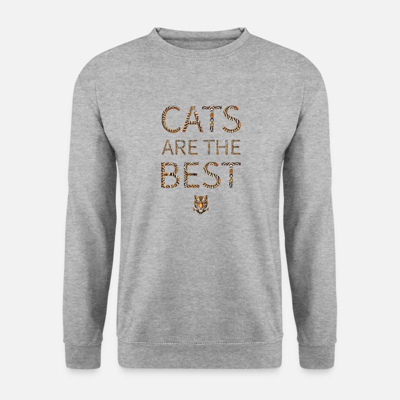 Tiger / I Love my Cat - Unisex Pullover - Weißgrau meliert