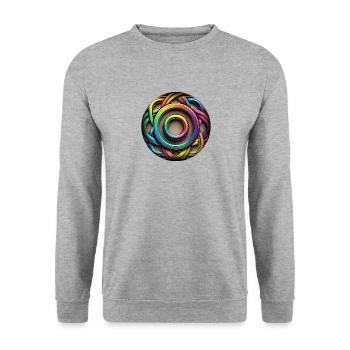 Regenbogen Farben Elemente Knoten - Unisex Pullover - Weißgrau meliert - Vorne - Alina (178cm) & Michal (187cm)