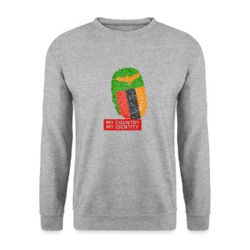 Born and Raised in Zambia - Unisex Sweatshirt - salt & pepper - Front - Alina (178cm) & Michal (187cm)