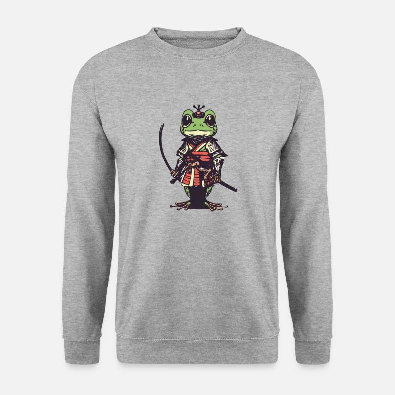 Samurai Frosch - Unisex Pullover - Weißgrau meliert