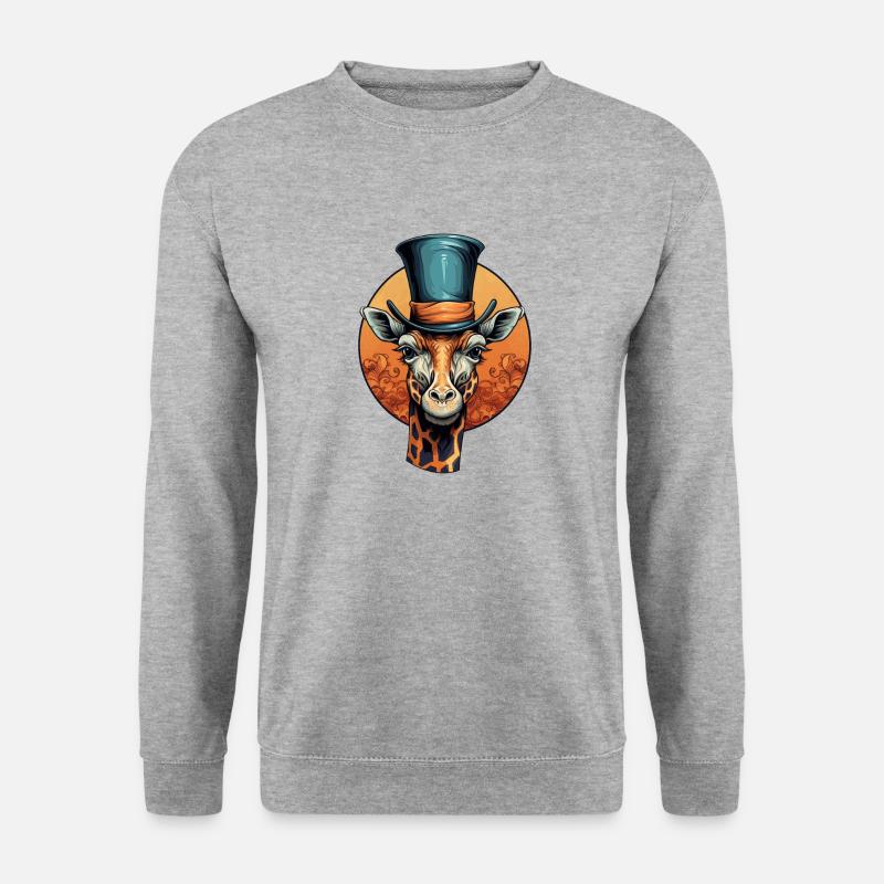 Gentleman Girafe no2 - Unisex Pullover - Weißgrau meliert
