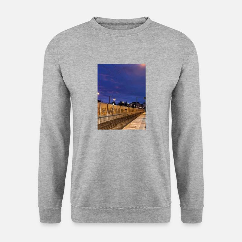Bahnhof - Unisex Pullover - Weißgrau meliert