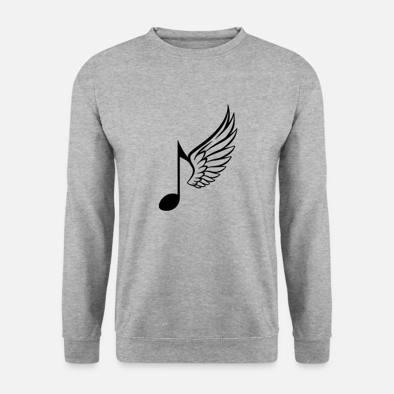 Musikalische Notenflügel - originelle Geschenkidee - Unisex Pullover - Weißgrau meliert