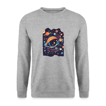 Auge, Galaxie, Weltraum, Planeten, Sterne, Interstellar - Unisex Pullover - Weißgrau meliert - Vorne - Alina (178cm) & Michal (187cm)