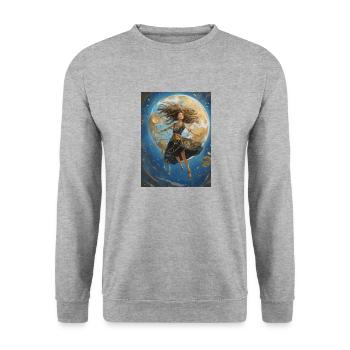 Flying Girl - Unisex Pullover - Weißgrau meliert - Vorne - Alina (178cm) & Michal (187cm)