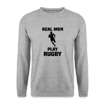 Les vrai hommes joue au rugby - Sweat-shirt Unisexe - gris chiné - Devant - Alina (178cm) & Michal (187cm)