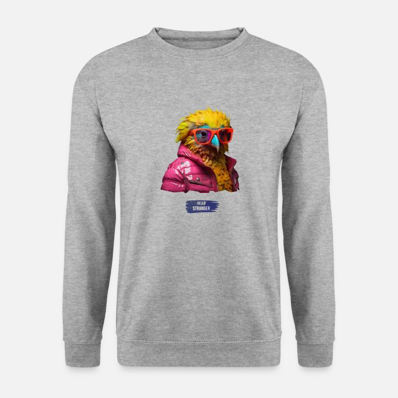 Crazy Bird - Unisex Pullover - Weißgrau meliert