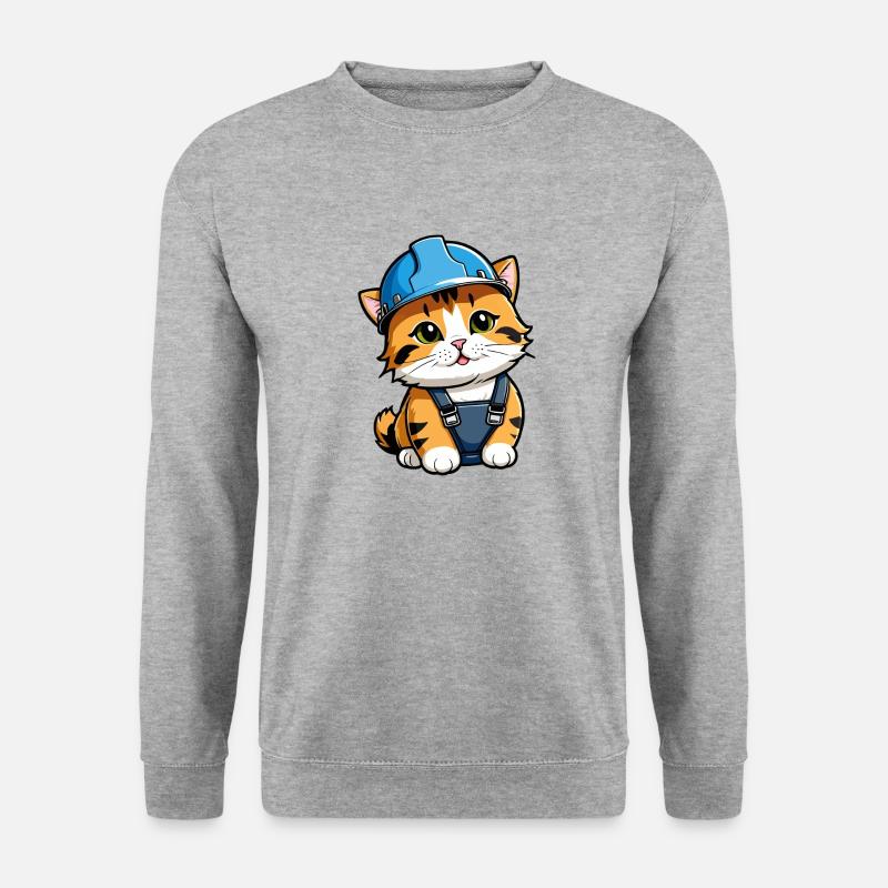 Fleißige Katze - Unisex Pullover - Weißgrau meliert