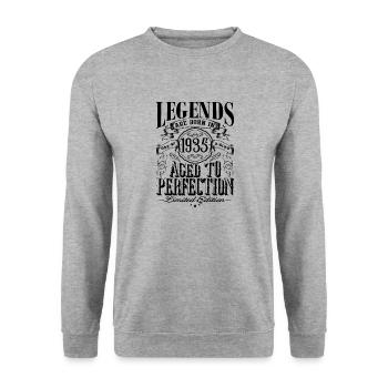 Vintage Born One Month 1935 Birthday - Unisex Sweatshirt - salt & pepper - Front - Alina (178cm) & Michal (187cm)