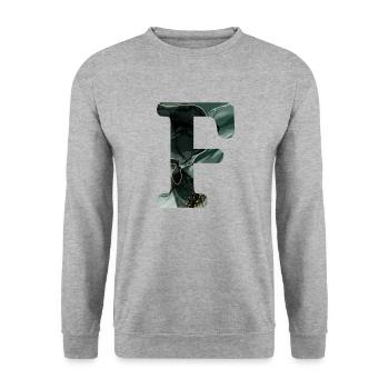 Lettre f marbré vert - Sweat-shirt Unisexe - gris chiné - Devant - Alina (178cm) & Michal (187cm)