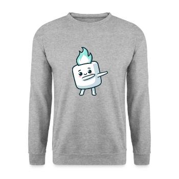 Süßer Marshmallow Dabbing Zucker Comic - Unisex Pullover - Weißgrau meliert - Vorne - Alina (178cm) & Michal (187cm)