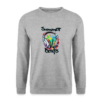 Kopfhörer / Audio / Musik / Klang / cool - Unisex Pullover - Weißgrau meliert - Vorne - Alina (178cm) & Michal (187cm)