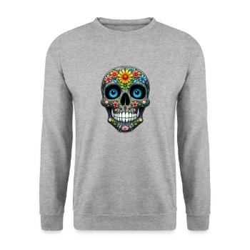 human skull made of cute avatar - Unisex Sweatshirt - salt & pepper - Front - Alina (178cm) & Michal (187cm)