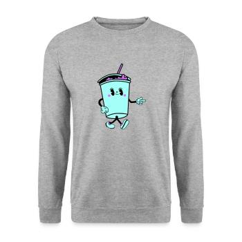 drink cartoon - Unisex Pullover - Weißgrau meliert - Vorne - Alina (178cm) & Michal (187cm)