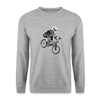 bmx race racing vtt motocross - Sweat-shirt Unisexe - gris chiné - Devant - Alina (178cm) & Michal (187cm)