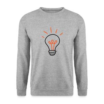 Gluehbirne - 2 Farben - Unisex Pullover - Weißgrau meliert - Vorne - Alina (178cm) & Michal (187cm)
