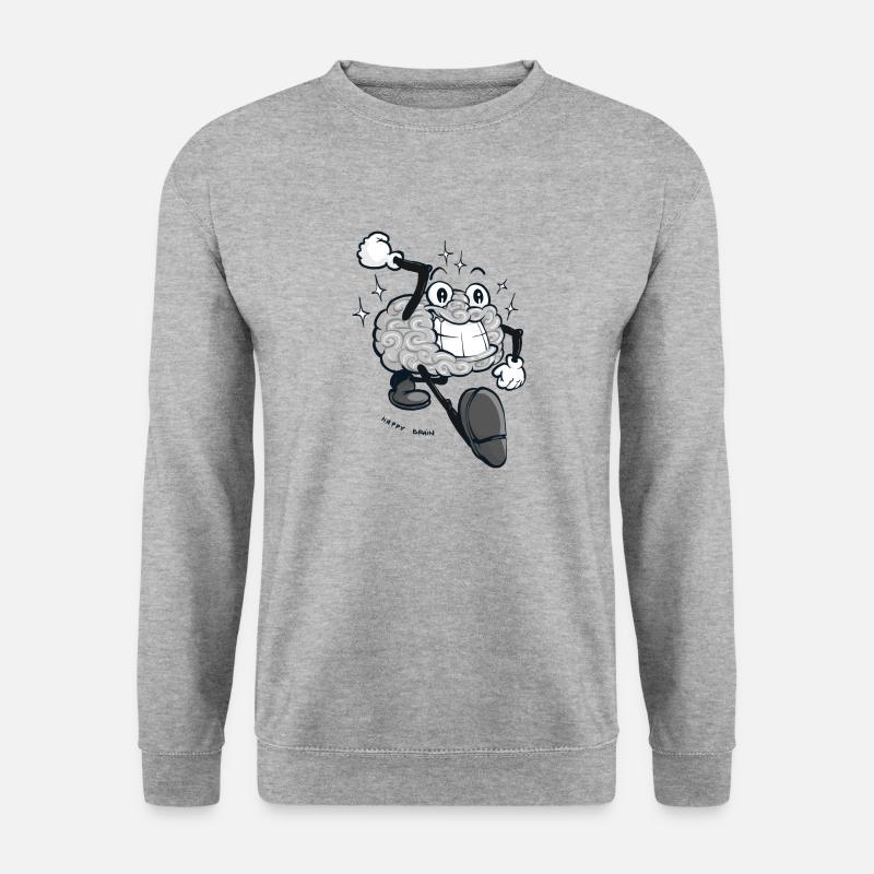 Happy Brain - Graue Version - Unisex Pullover - Weißgrau meliert