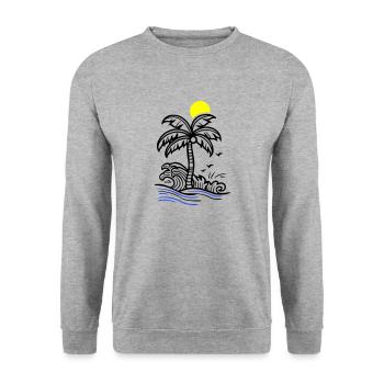 Palm Tree Holidays Plage Été - Sweat-shirt Unisexe - gris chiné - Devant - Alina (178cm) & Michal (187cm)