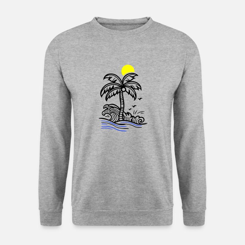 Palm Tree Holidays Plage Été - Sweat-shirt Unisexe - gris chiné