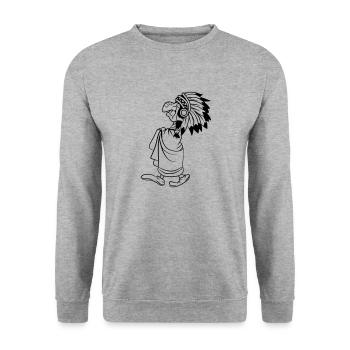 Lustiger Stolzer Indianer Häuptling Geht Alter Opa - Unisex Pullover - Weißgrau meliert - Vorne - Alina (178cm) & Michal (187cm)