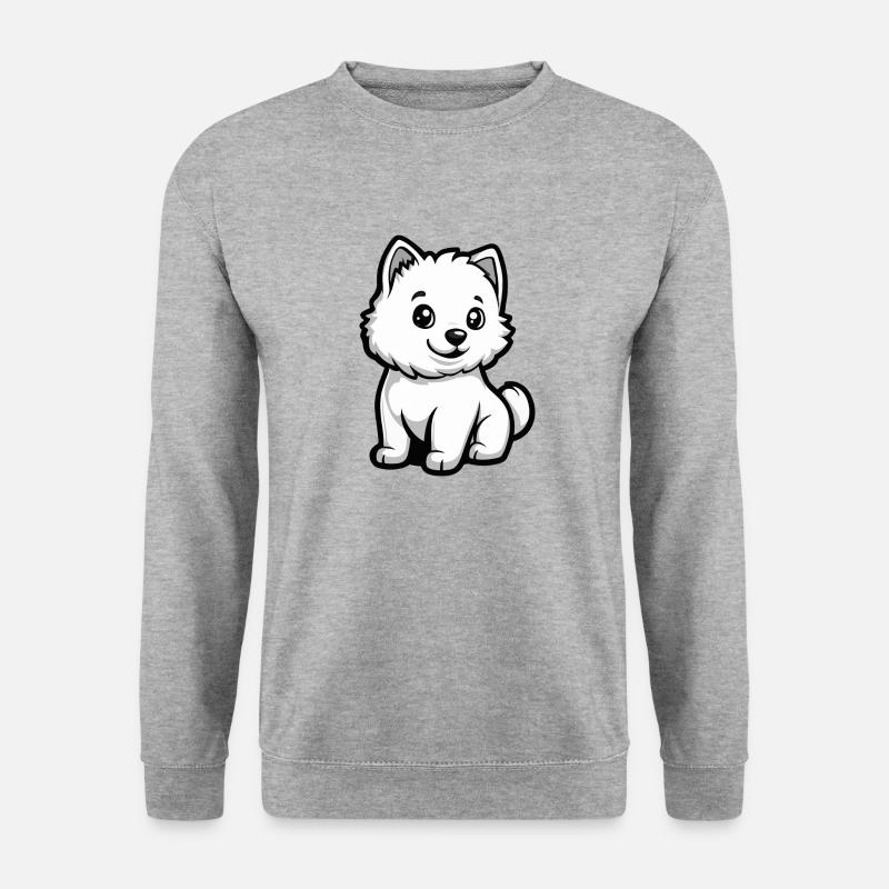 Samojede Hund Comic Niedlich - Unisex Pullover - Weißgrau meliert