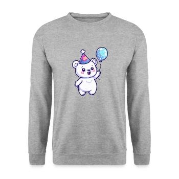 Polar Bear Birthday Comic Cute - Unisex Sweatshirt - salt & pepper - Front - Alina (178cm) & Michal (187cm)