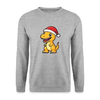 Dinosaur T-Rex Christmas Cute - Unisex Sweatshirt - salt & pepper - Front - Alina (178cm) & Michal (187cm)