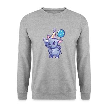 Nashorn Geburtstag Baby - Unisex Pullover - Weißgrau meliert - Vorne - Alina (178cm) & Michal (187cm)