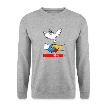 Frieden zwischen der Ukraine und Russland 99% - Unisex Pullover - Weißgrau meliert - Vorne - Alina (178cm) & Michal (187cm)