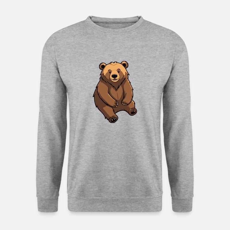 Netter Bär - Tier Design - Unisex Pullover - Weißgrau meliert