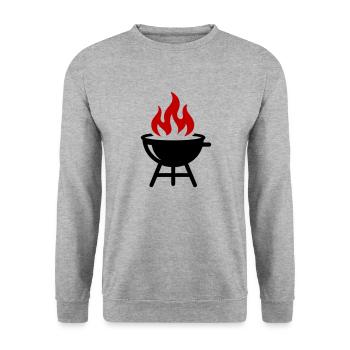 Grill Flame Icon - Unisex Sweatshirt - salt & pepper - Front - Alina (178cm) & Michal (187cm)