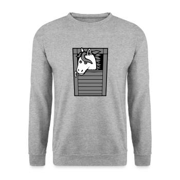 Écurie Cheval Poney Cheval Peeps Mignon - Sweat-shirt Unisexe - gris chiné - Devant - Alina (178cm) & Michal (187cm)