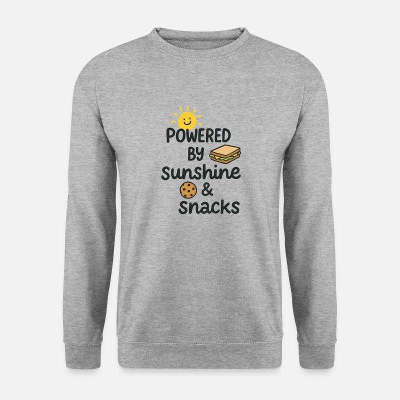 Powered by Sunshine&Snacks. Lustiges Food-Design. - Unisex Pullover - Weißgrau meliert