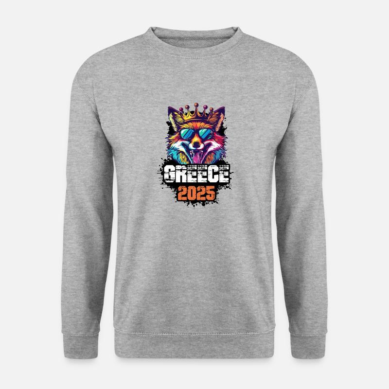 Greece 2025 Urlaub Fuchs - Unisex Pullover - Weißgrau meliert