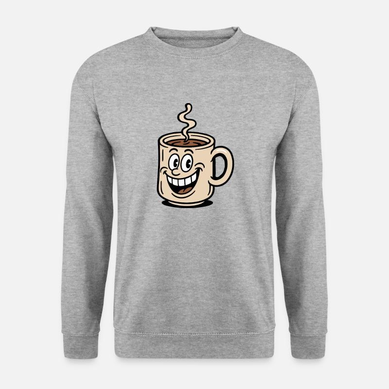 kaffee tasse comic - Unisex Pullover - Weißgrau meliert