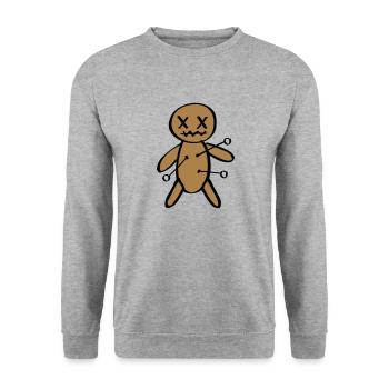 Voodoo Puppe Halloween - Unisex Pullover - Weißgrau meliert - Vorne - Alina (178cm) & Michal (187cm)