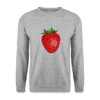 Erdbeere,Obst,Frucht - Unisex Pullover - Weißgrau meliert - Vorne - Alina (178cm) & Michal (187cm)