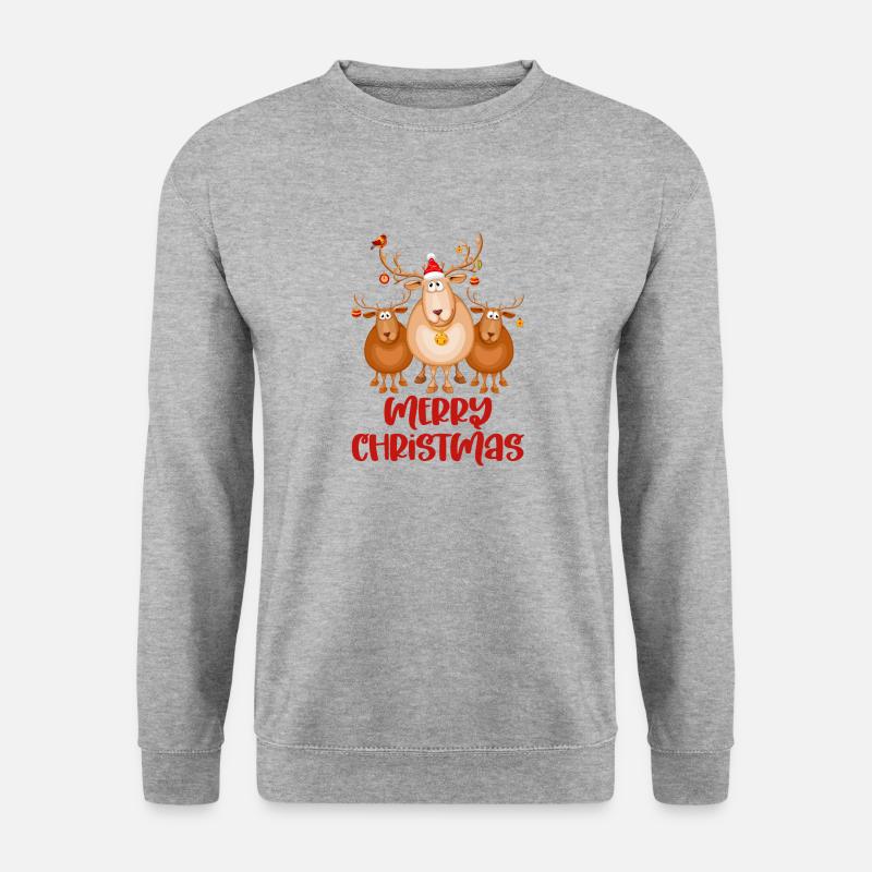 Rentier Weihnachten Christmas Geschenk - Unisex Pullover - Weißgrau meliert