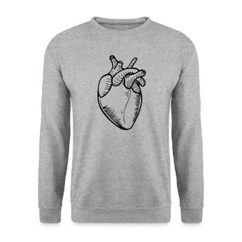 Herz - Unisex Pullover - Weißgrau meliert - Vorne - Alina (178cm) & Michal (187cm)