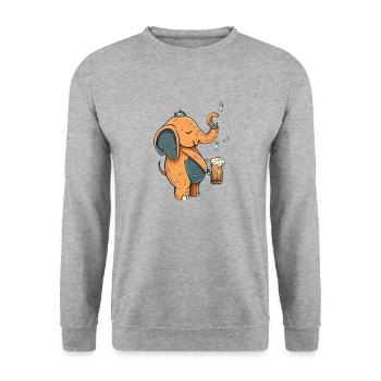 Cute and funny elephant with beer - Unisex Sweatshirt - salt & pepper - Front - Alina (178cm) & Michal (187cm)