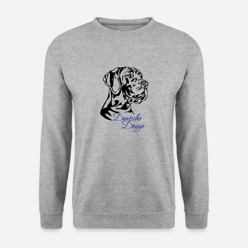 DEUTSCH DOGGE Hundeportrait Wilsigns Hund Hunde - Unisex Pullover - Weißgrau meliert