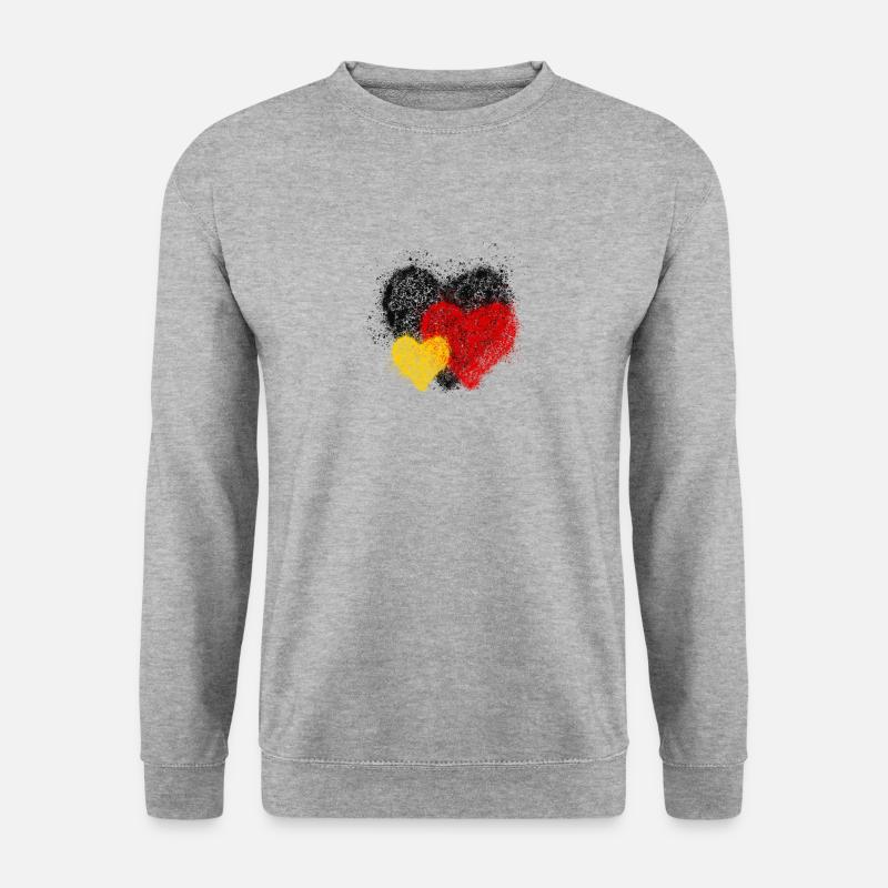 3er Herz Deutschland Flagge Vintage - Unisex Pullover - Weißgrau meliert