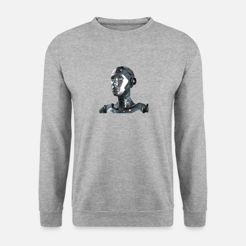 Roboter - Unisex Pullover - Weißgrau meliert