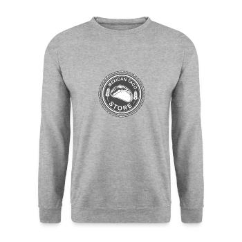Vintage-inspiriertes mexikanisches Taco-Store-Design - Unisex Pullover - Weißgrau meliert - Vorne - Alina (178cm) & Michal (187cm)