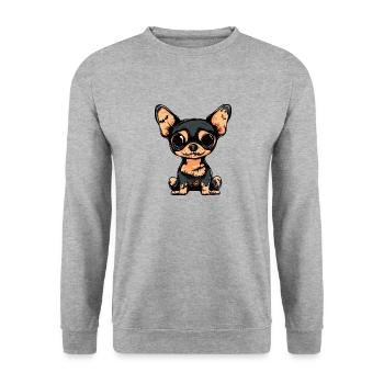 Chihuahua Chien Halloween Bande dessinée Drôle - Sweat-shirt Unisexe - gris chiné - Devant - Alina (178cm) & Michal (187cm)