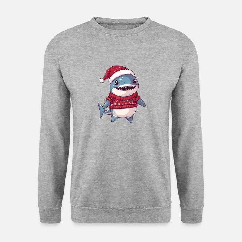 Hai Weihnachten Comic - Unisex Pullover - Weißgrau meliert
