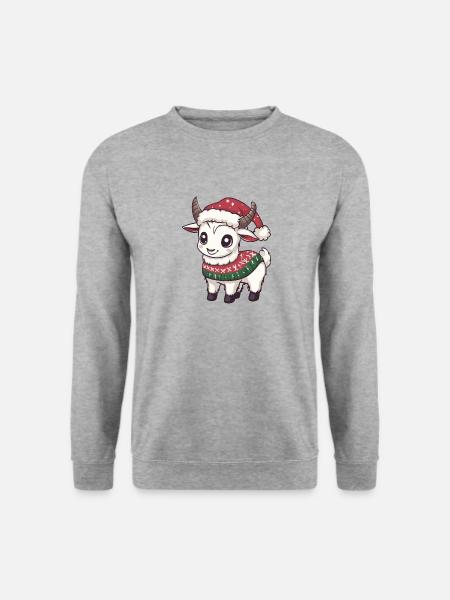 Bergziege Weihnachten Comic - Unisex Pullover - Weißgrau meliert