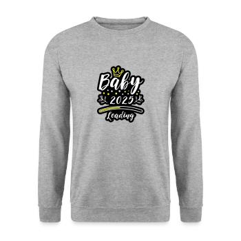 Baby 2025 Loading Spruch - Unisex Pullover - Weißgrau meliert - Vorne - Alina (178cm) & Michal (187cm)