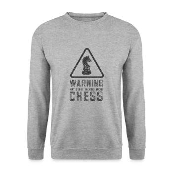 Lusitger Schachspieler Spruch I Schach - Unisex Pullover - Weißgrau meliert - Vorne - Alina (178cm) & Michal (187cm)