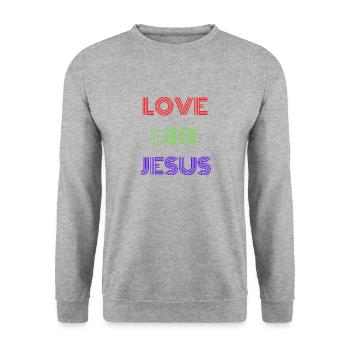 Love Like Jesus - Unisex Pullover - Weißgrau meliert - Vorne - Alina (178cm) & Michal (187cm)
